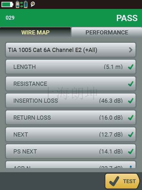 DSX CableAnalyzer屏幕显示